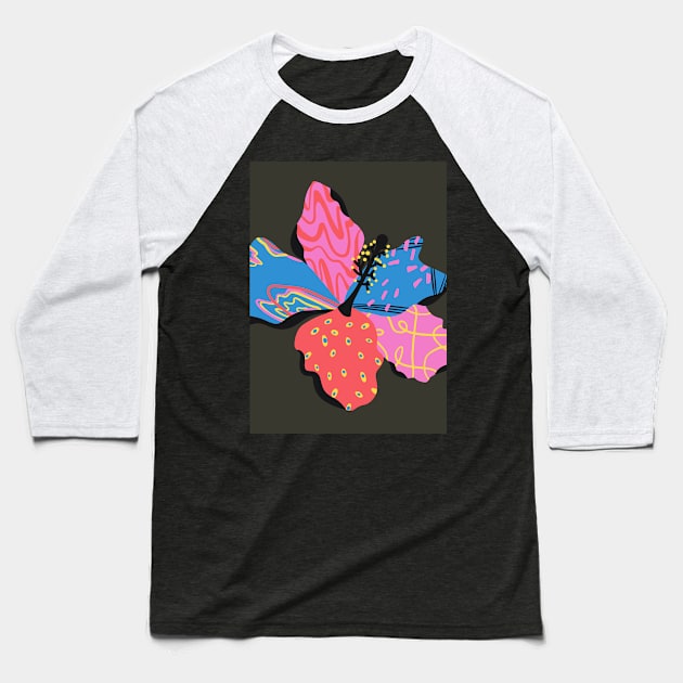 Bold colored colorful flowers Baseball T-Shirt by waltzart